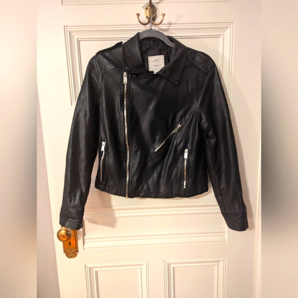 M Ivy + Main Black Vegan Leather Moto Jacket